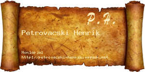 Petrovacski Henrik névjegykártya